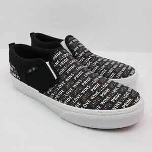 Vans Asher Pride Youth Size 5Y Womens Sz 6.5 Black Glitter Slip On Low Sneakers